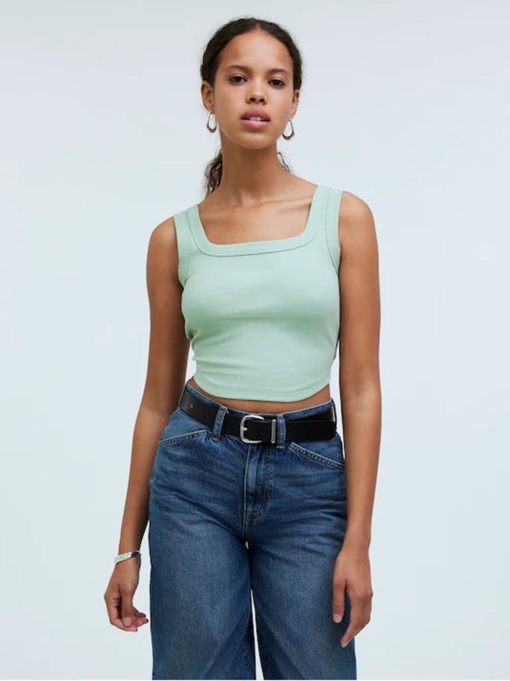 Madewell The Tailored Crop‎ Tank in Sleekhold Pistachio Green Large